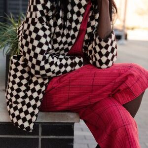 Liz Alig Handwoven Cotten Katie Cropped Pants Red Plaid S